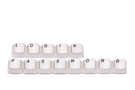 Word login password collected from computer keyboard buttons isolatedの写真素材