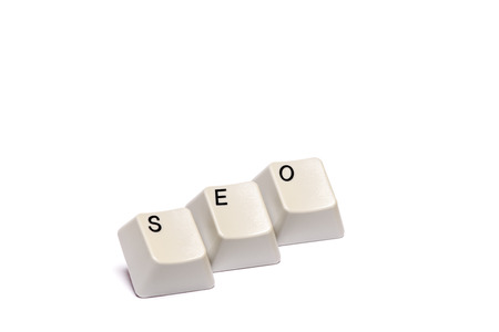 Word SEO collected from computer key keyboard buttons isolated on white backgroundの写真素材