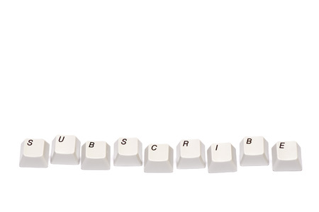 Word collected from computer keypad buttons subscribe isolatedの写真素材