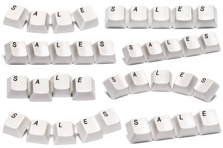 Word sale collected from computer keyboard buttons isolated on white background