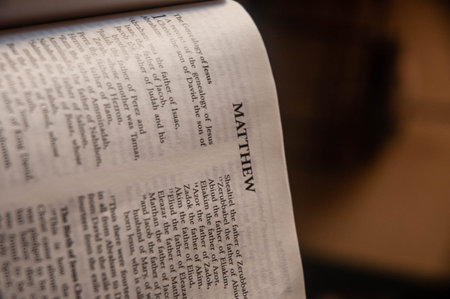 Close-up of a holy bible book. The Holy Bible.