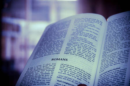 Bible book on the table in the library. Selective focus.の写真素材