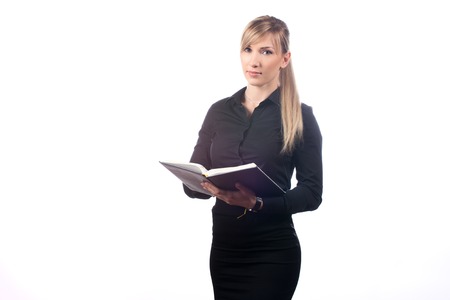 Portrait of smiling  business woman, isolated on white backgroundの写真素材
