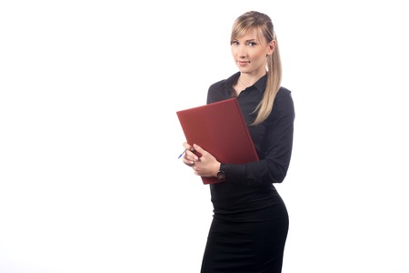 Portrait of smiling  business woman, isolated on white backgroundの写真素材