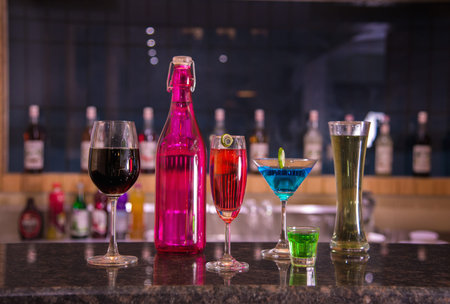 Bar counter cocktails