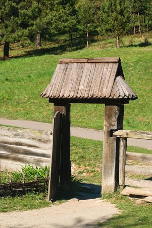 Aged countryside door entrance gateの写真素材