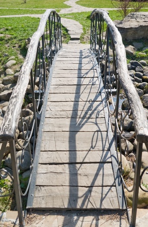 Small and Lovely  Bridge with forged handrailの写真素材