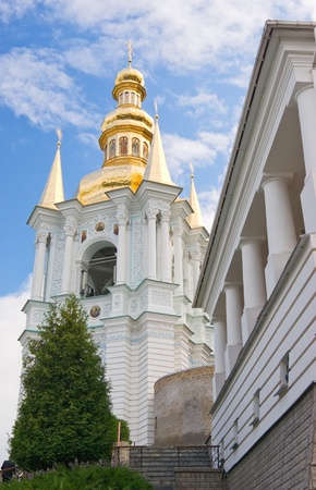 old monastery complex in Kiev over blue skyの写真素材