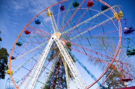 Ferris wheel on the blue sky backgroundの写真素材