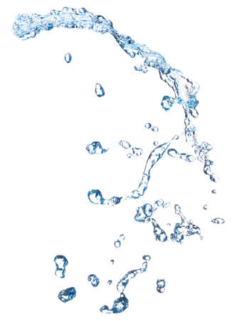 Blue water splash Beautiful splashing clean water Isolated on white backgroundの写真素材