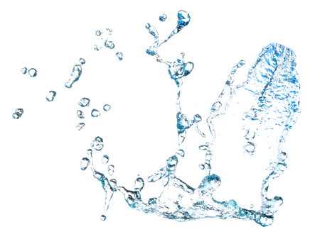 Blue water splash Beautiful splashing clean water Isolated on white background