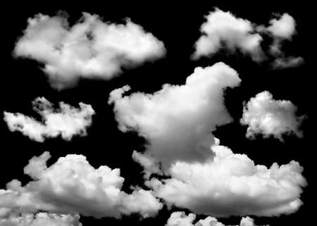 Collection of fog, white clouds or haze For designs isolated  on black backgroundの写真素材