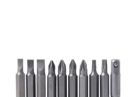 set metal head for small screwdrivers Several close-up types, a work tool for screw threads. The...