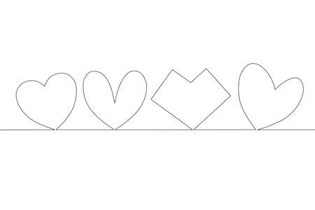 Vector illustration. Symbol design heart about love The hand-drawn continuously on a white backgroundのイラスト素材