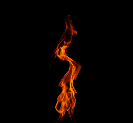 fire abstract red orange and yellow heat energy Burning fuel at night. Very hot. Isolated on black background.の写真素材