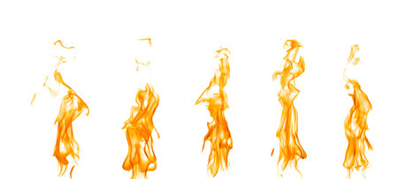 fire abstract red orange and yellow heat energy Burning fuel at night. Very hot. Isolated on white...