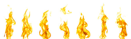 fire abstract red orange and yellow heat energy Burning fuel at night. Very hot. Isolated on white...