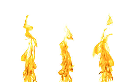 fire abstract red orange and yellow heat energy Burning fuel at night. Very hot. Isolated on white background.の写真素材