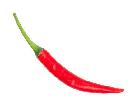 top view, fresh red chili, Spicy spices. Concept of raw food ingredients. isolated on a white...
