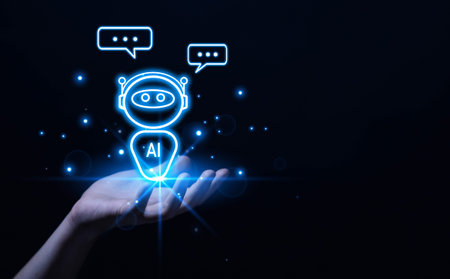 Intelligent digital chatbot chat assistant robots of customers access information online internet...