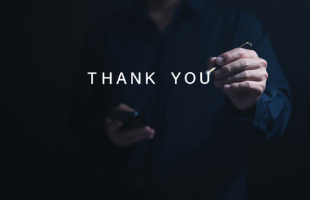 show thank you message letter writing ideas congratulations and thanks with copy spaceの写真素材