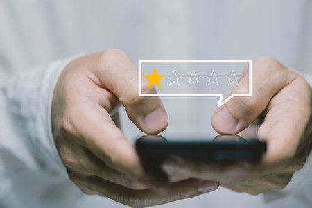 Customer review experience Dissatisfied Select a 1-star rating review Dissatisfied negative thoughts...