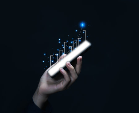 up arrow and increase growth graph business development concept Stock market investment profits and strategies for making plans for success.の写真素材