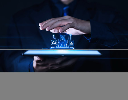 Ai digital transformation change management big data cloud technology management data communication and business process strategies customer service management cloud computing internet of thingsの写真素材