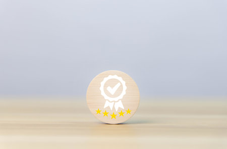 service system best quality certification check industrial, and satisfaction customer. concept quality control, service system business, and certificate standard iso digital technology.の写真素材