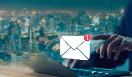 icon new email from the laptop. send an information message email. smart SMS mail on digital....