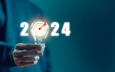 action business plan targets the new year 2024 growth, economic analysis. concept of budget finance...