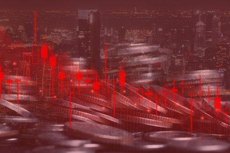 bubble bursting crisis, down the stock market in recession, risk investment. crisis economic global to red graph chart. war to Impact Business and industry. concept of financial bank economy downturnの写真素材