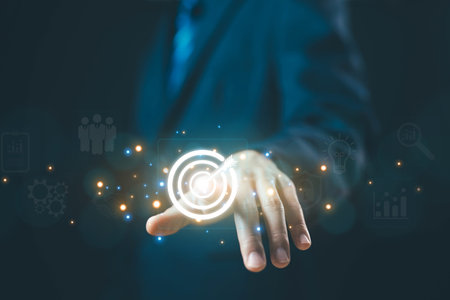 success investment objective, manager vision performance, target icon digital business growth. concept of business plan and focus goal strategy, corporate to achieve the purpose, grow of companyの写真素材