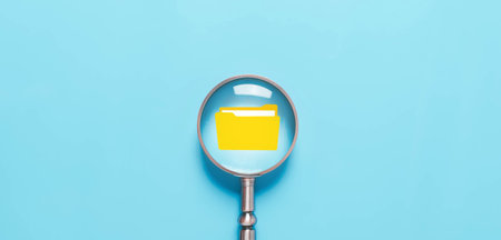 magnifying glass shows document files digital electronic, manage data, business paperless. concept...