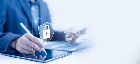 lock mark cyber security technology digital information, password privacy on an online system....