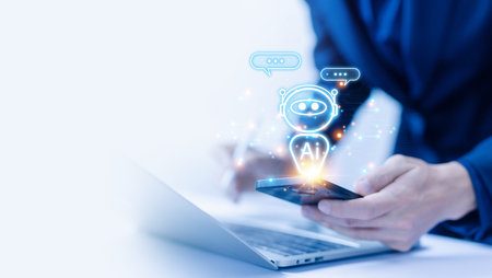 smart robot chat conversation. chatbot generates the information command prompt digital technology....
