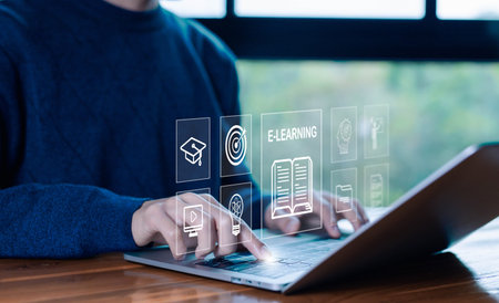 course education, training digital online on a laptop. concept lesson learning e-book, e-learning,...