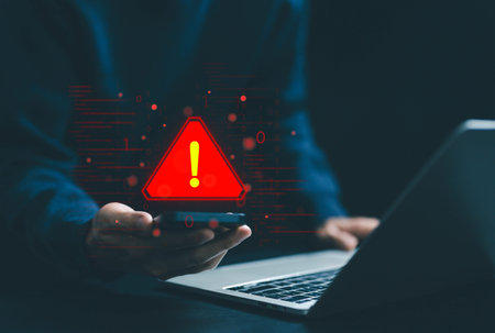 The notification spam is a cyber error symbol warning signs of system failure. concept of risk...