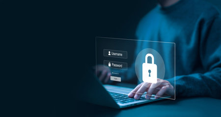 lock mark cyber security technology digital. cybersecurity on the internet concept, password privacy...