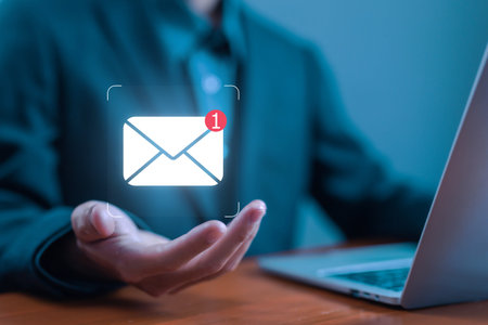 icon new email, send an information message email from the tablet. smart SMS mail on digital....