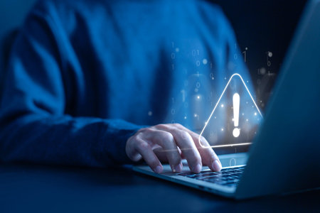 error 404 alerts on a laptop, caution of spam in website digital technology. concept of warning...