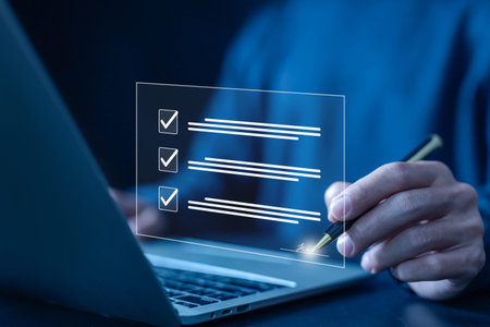 businessman's signature in the form of a smart agreement contract agreement bank on a laptop....