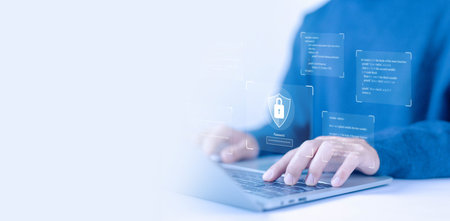 security business service, safety in hacks, and security from attack technology. The cyber security...