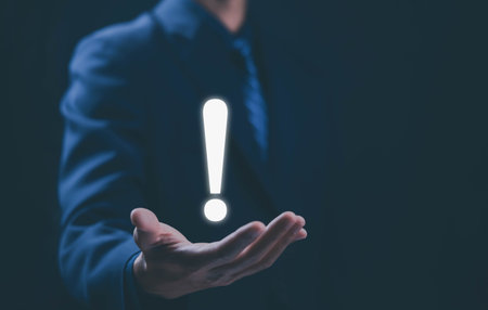 exclamation mark, important icon. concept of attention point, failure, mistake, and business error...