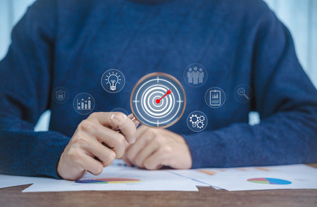 Growth business goal plan. Objective and strategy of leadership to target growth value in a company....