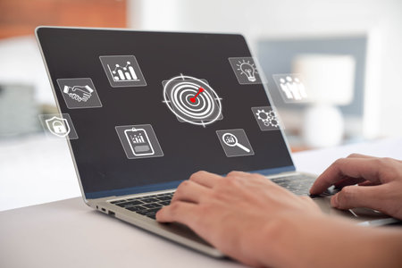 Growth business goal plan. Objective and strategy of leadership to target growth value in a company. concept of aim to grow and succeed in marketing global economyの写真素材