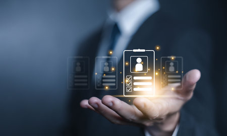 Employer of business and training in a company. leadership, executive. Concept of selecting employees using computer digital technology, hiring, and recruiting staff. human resource managers, HRの写真素材