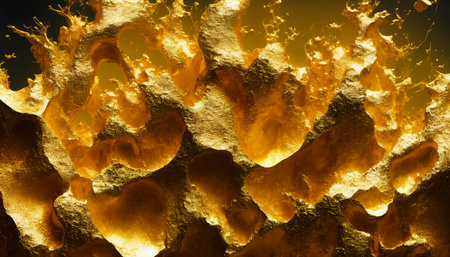 Abstract golden background. Fantasy fractal texture. Digital art. 3D rendering.の写真素材