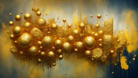 Abstract background with gold balls. 3d rendering, 3d illustration.