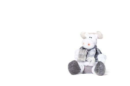 Cute Reindeer Plush Isolated on Whiteの写真素材